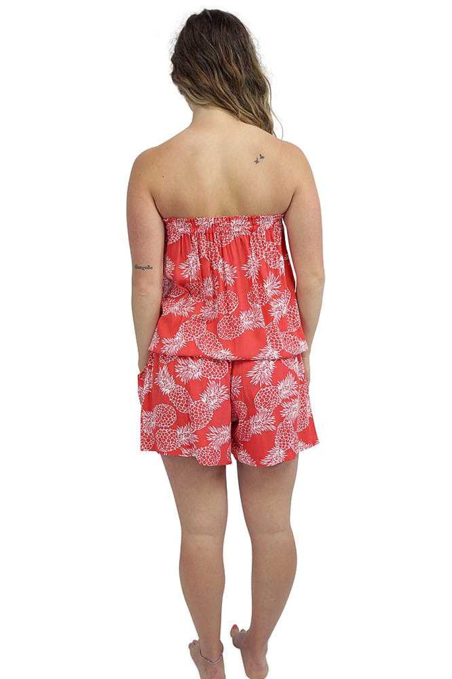 Plus Size Sundrenched | Short Jumpsuit "Pineapple" Coral