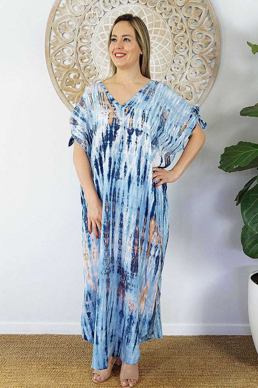 Ladies Sundrenched Long Dresses | Mykonos Dress "Tie Dye" Navy