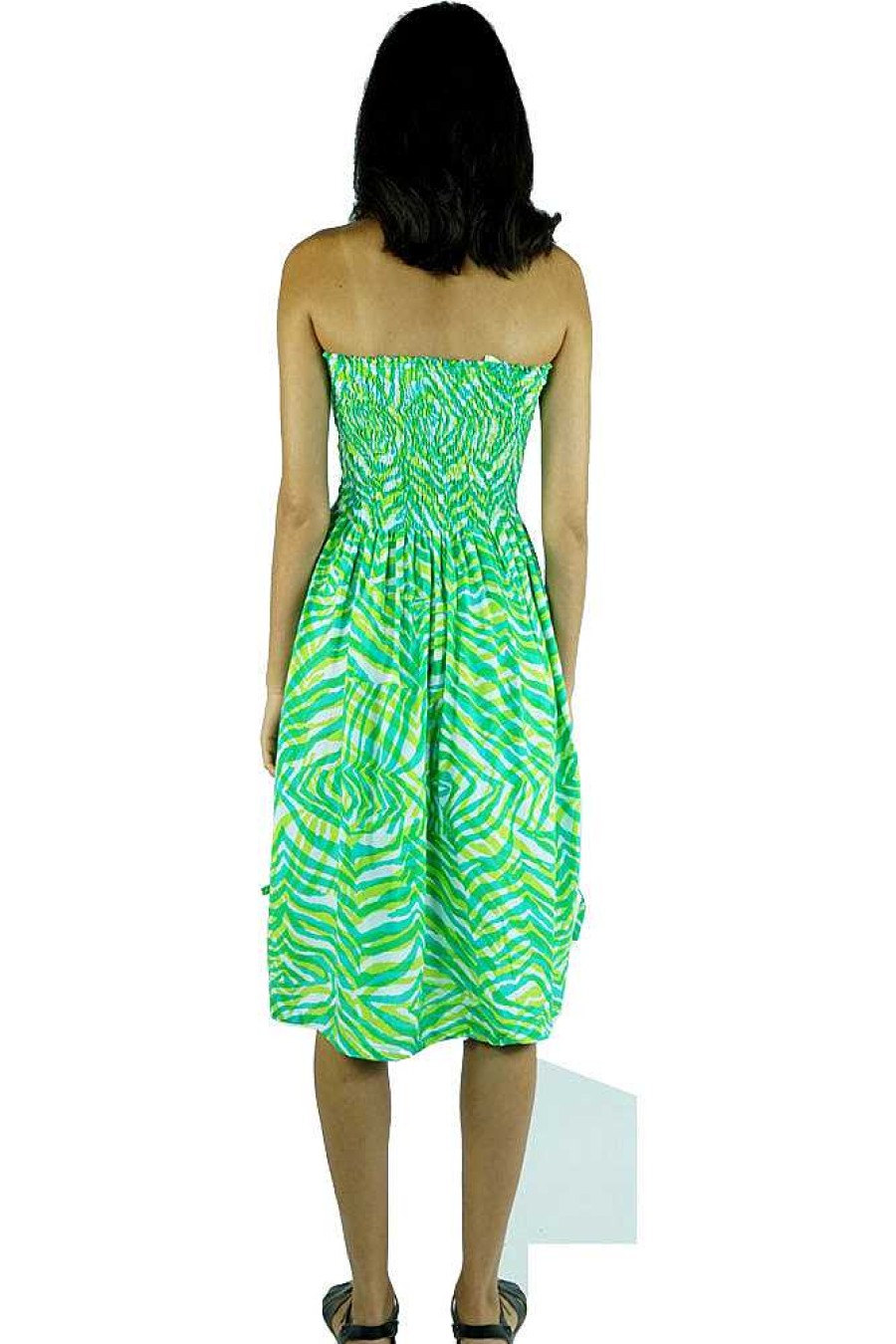 Ladies Sundrenched Short Dresses | Smock Dress "Shadows" Green