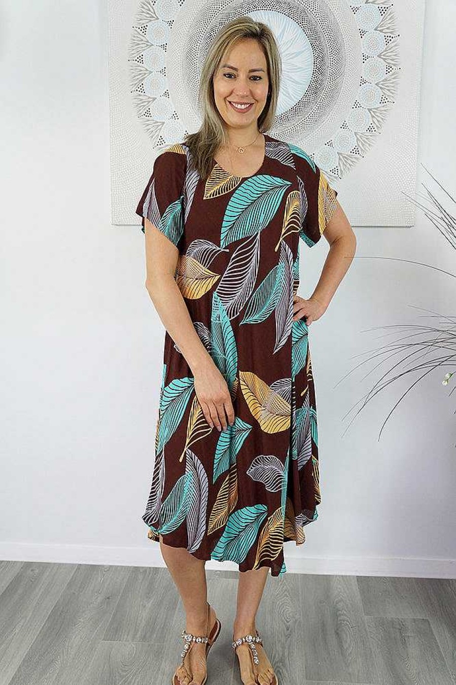 Ladies Sundrenched Mid Length Dresses | Newport Dress "Habitat"