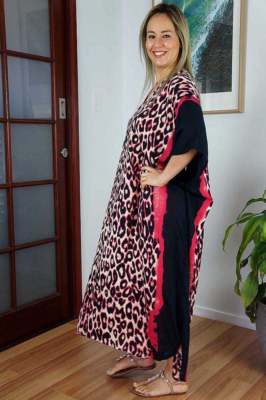 Ladies Sundrenched Regular Kaftans | Long Kaftan Leopard