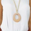 Accessories Sundrenched Necklaces | Large Oval Pendant On Leather Necklace