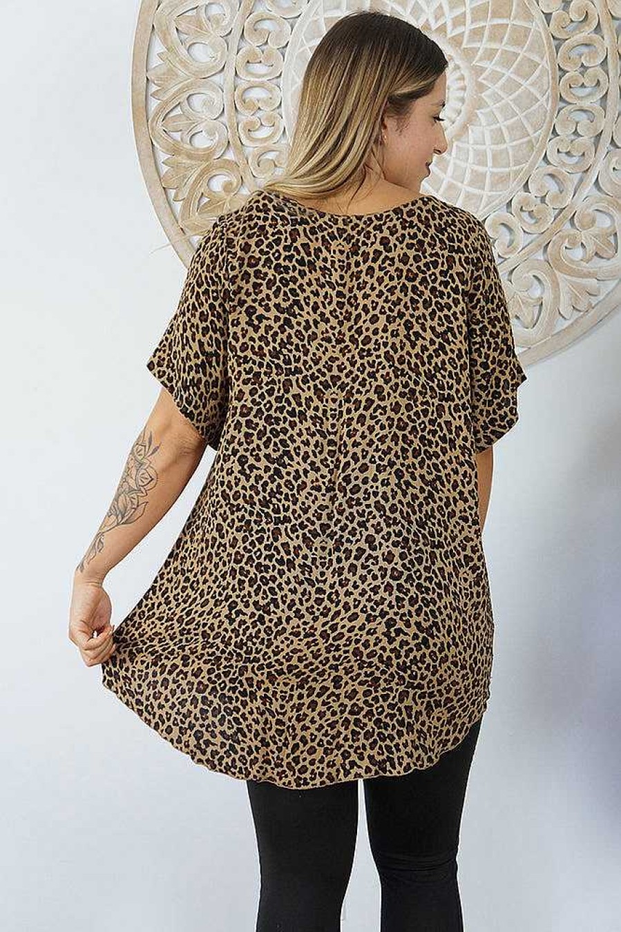 Plus Size Sundrenched | Newport Top "Baby Cheetah"