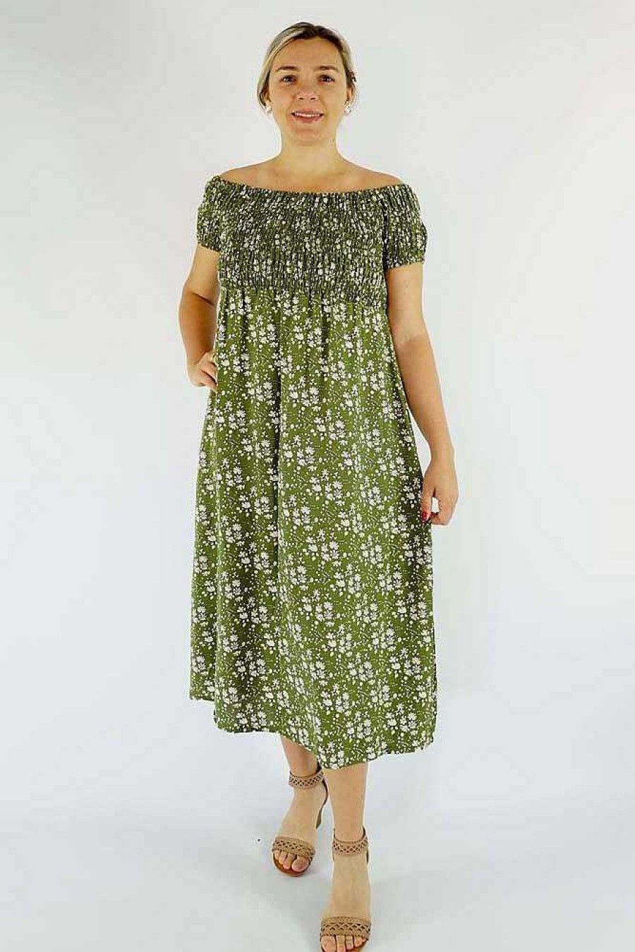 Ladies Sundrenched Mid Length Dresses | 3/4 Willow Dress "Blossom"