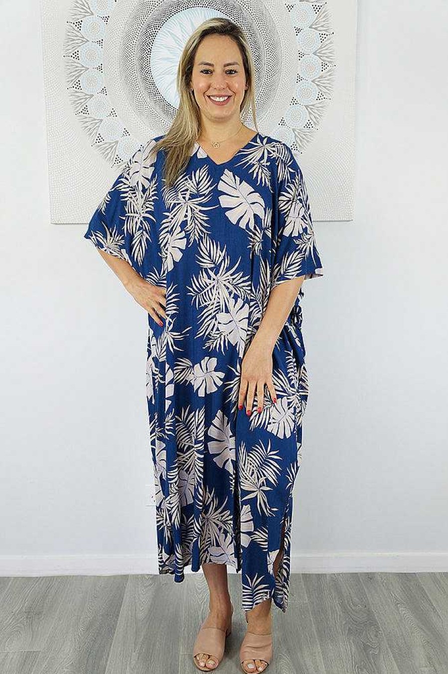 Plus Size Sundrenched Premium Kaftans | Premium Long Kaftan "Palm Madness"