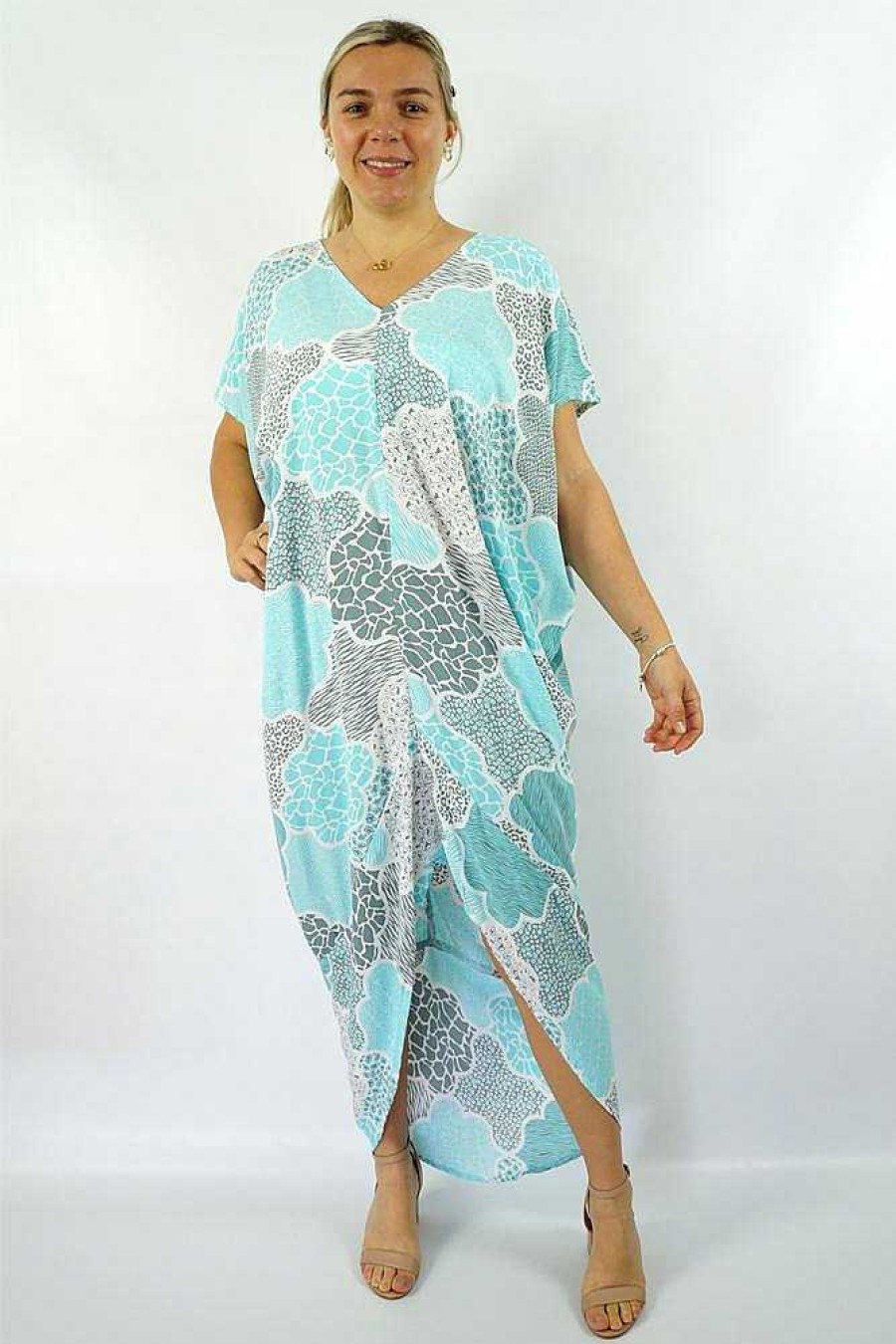 Ladies Sundrenched Long Dresses | Frilled Toga Dress "Calypso" Mint