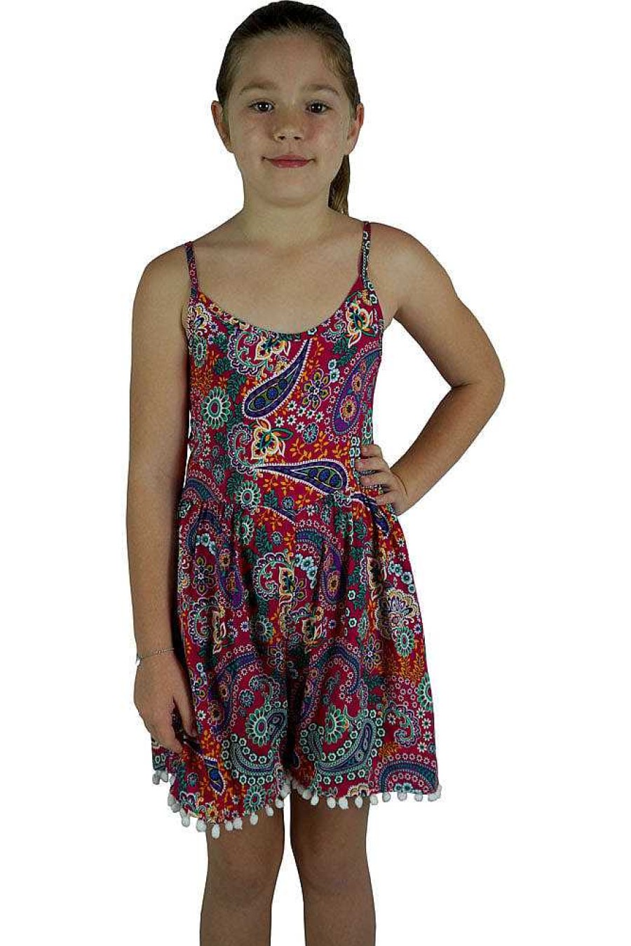 Kids Sundrenched Girls Jumpsuits | Girls Pompom Jumpsuit - Paisley