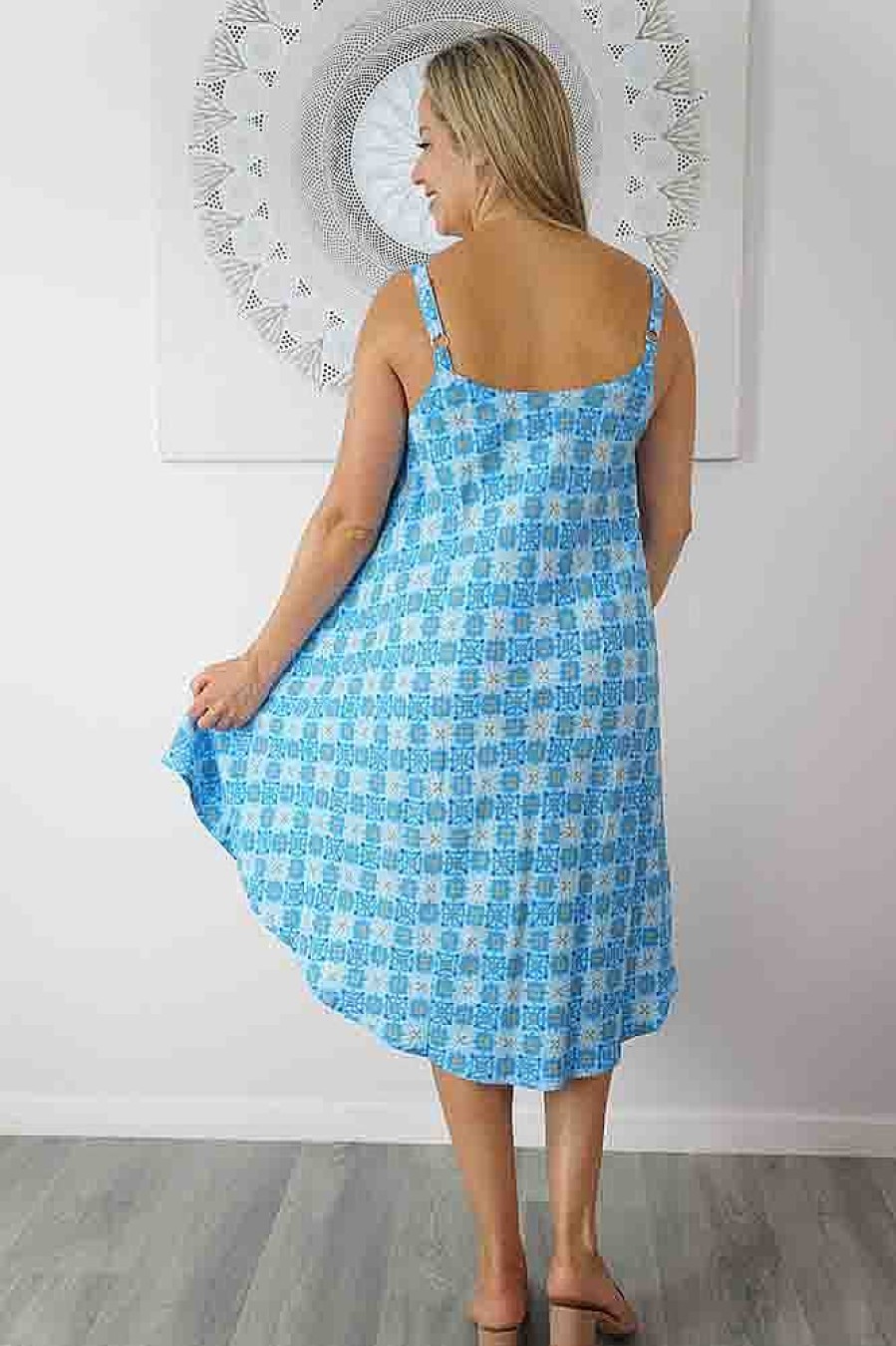 Ladies Sundrenched Mid Length Dresses | Montego Dress "Snowflower"