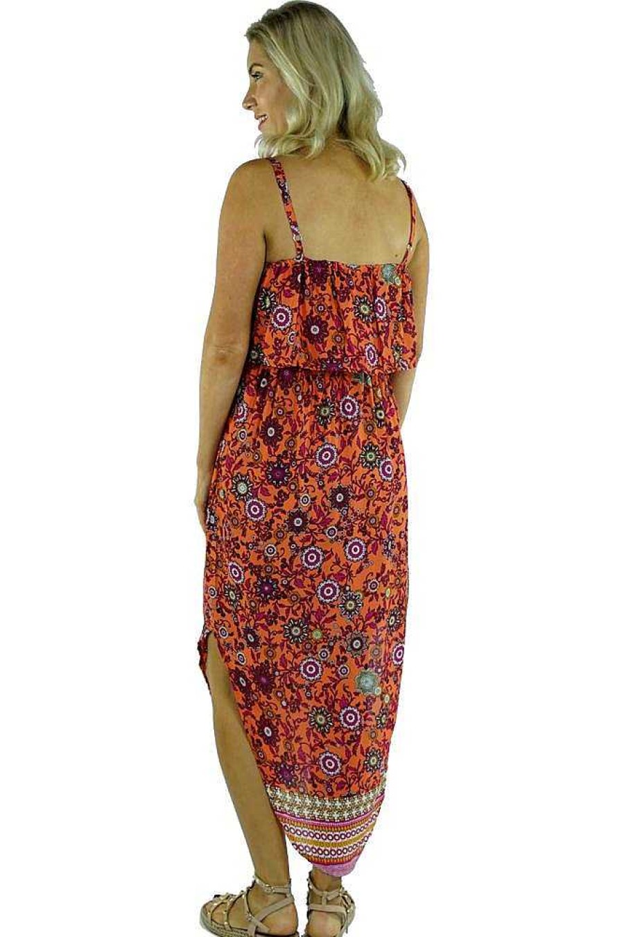 Ladies Sundrenched Long Dresses | Mojito Dress "Sangria" Coral