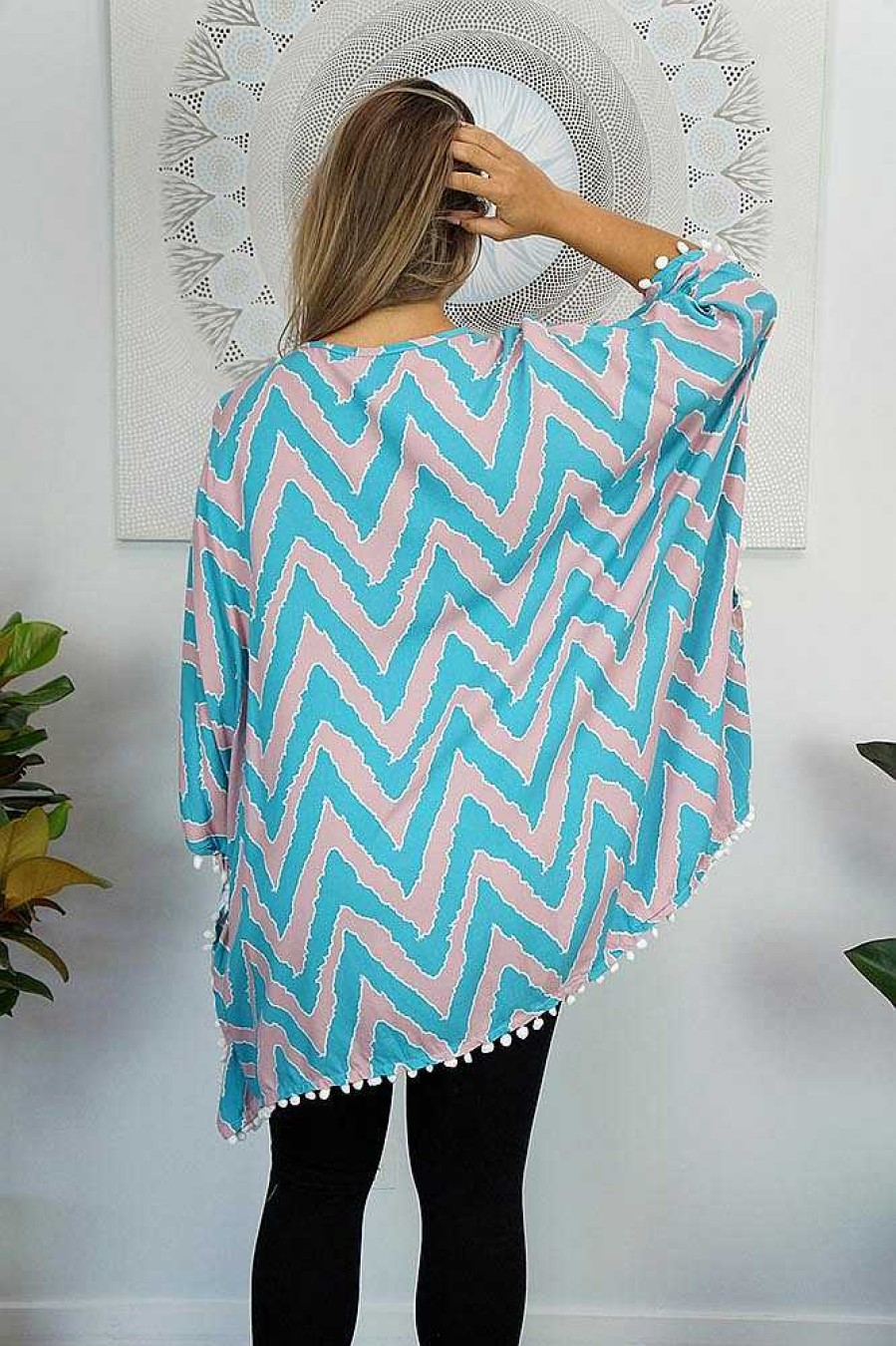 Ladies Sundrenched | Pom Pom Tunic "Random Zigzag"