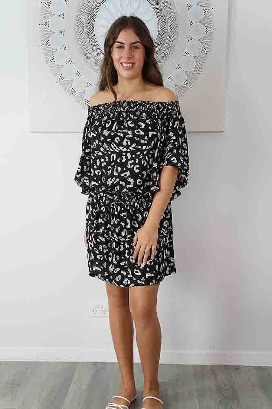 Ladies Sundrenched Short Dresses | Wing Dress "Snake" Black