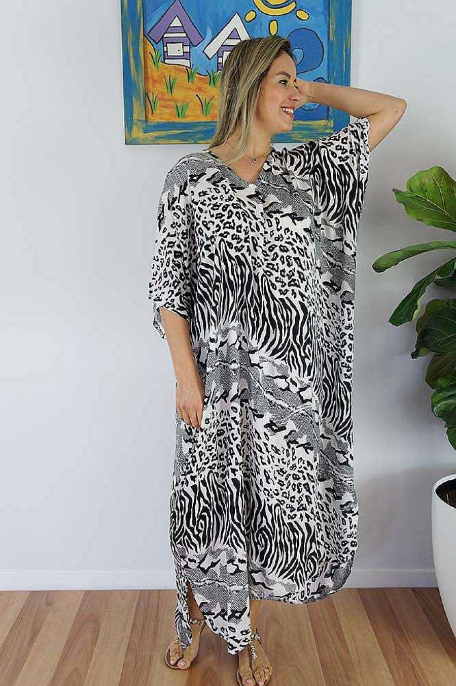 Ladies Sundrenched Regular Kaftans | Long Kaftan Snake/Cheetah