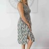 Ladies Sundrenched Mid Length Dresses | Singlet Smock Dress "Random Zigzag"