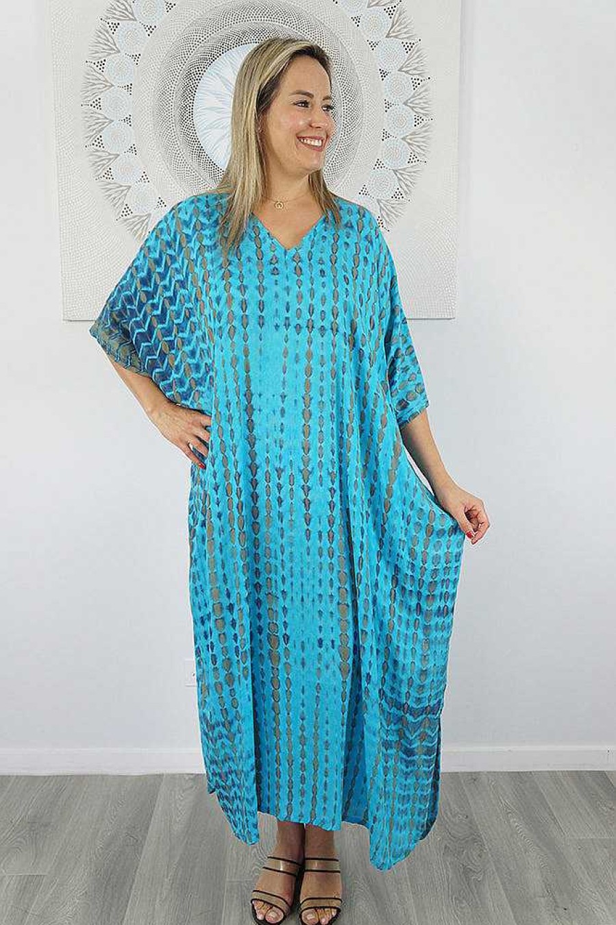 Ladies Sundrenched Regular Kaftans | Long Kaftan "Crackle" Tie Dye