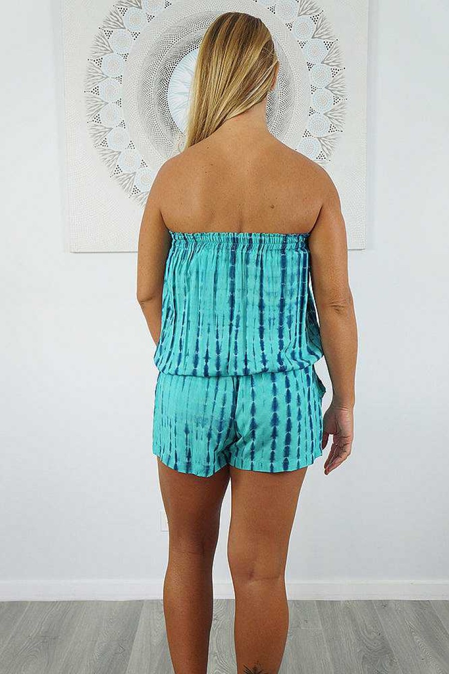 Plus Size Sundrenched | Short Jumpsuit "Crackle" Tie Dye