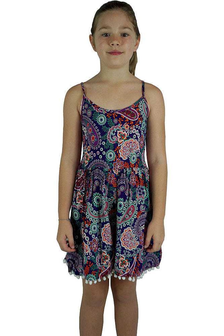 Kids Sundrenched Girls Jumpsuits | Girls Pompom Jumpsuit - Paisley