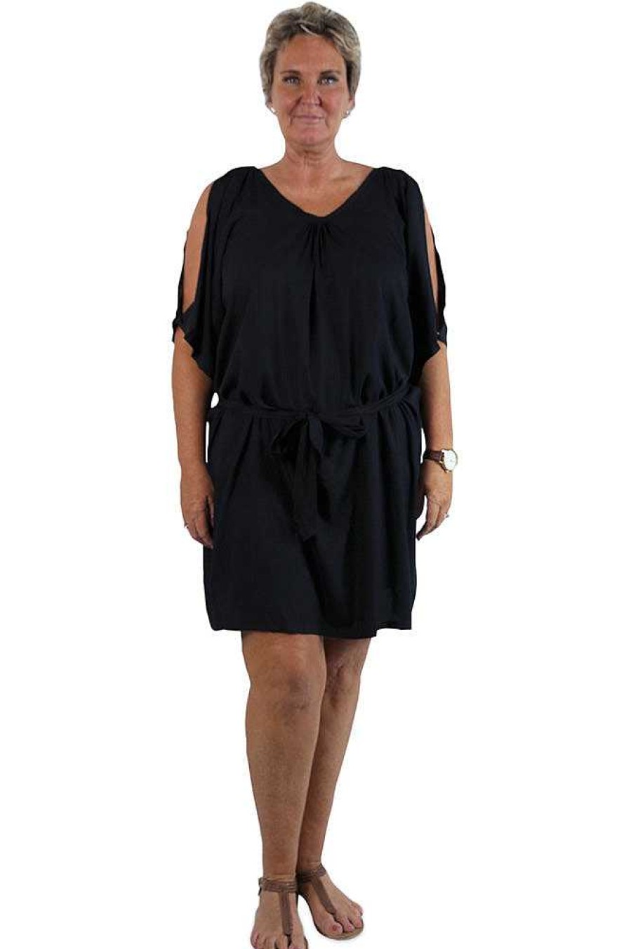 Ladies Sundrenched Short Dresses | Hayman Dress "Plain" Black