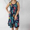 Ladies Sundrenched | Singlet Smock Dress "Ala Moana" Print Black