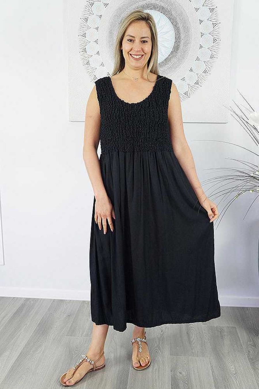 Ladies Sundrenched Mid Length Dresses | Bubble Dress "Plain"