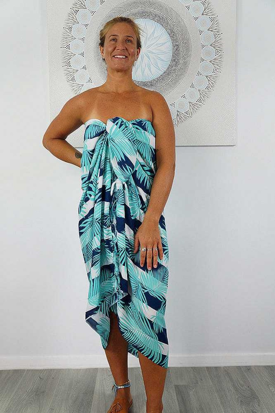 Sarongs Sundrenched | Leaf/Stripe Sarong