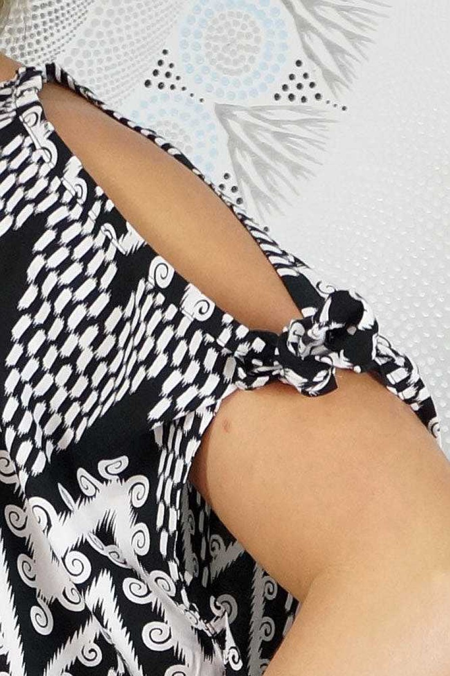 Ladies Sundrenched Long Dresses | Mykonos Dress "Classic Zig Zag" Print Black