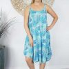 Ladies Sundrenched Mid Length Dresses | Montego Dress "Tropical Leaves"