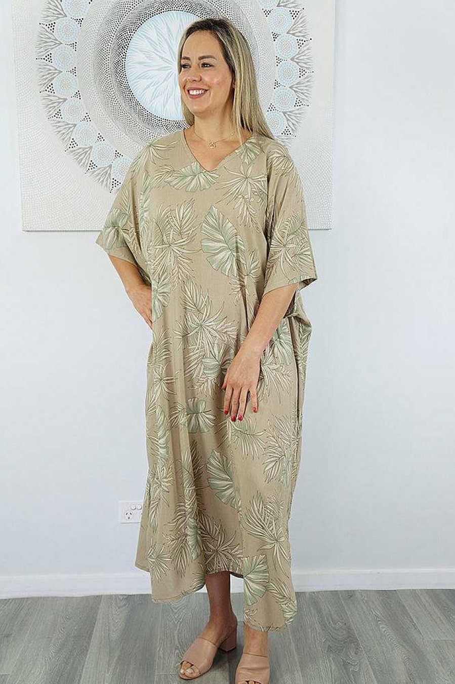 Plus Size Sundrenched Premium Kaftans | Premium Long Kaftan "Palm Madness"