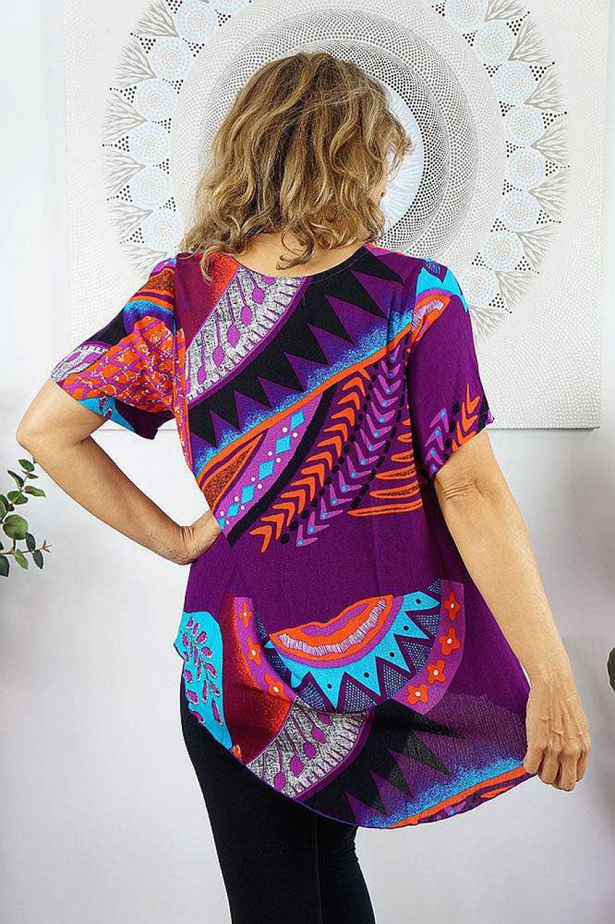 Plus Size Sundrenched | Newport Top "Aztec" Purple