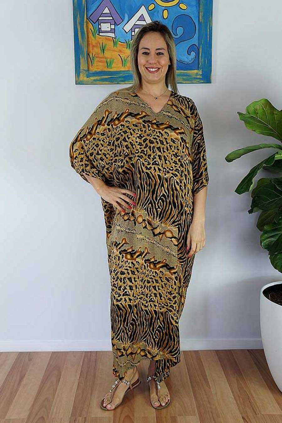 Ladies Sundrenched Regular Kaftans | Long Kaftan Snake/Cheetah