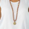 Accessories Sundrenched Necklaces | Sun Pendant On Beaded Necklace Brown