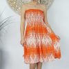 Ladies Sundrenched Short Dresses | Smock Dress "Jagged" Orange