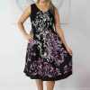 Ladies Sundrenched Mid Length Dresses | Singlet Smock Dress "Pipeline" Print Purple