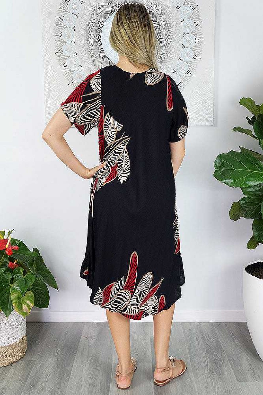 Plus Size Sundrenched | Newport Dress "Fishbone" Print