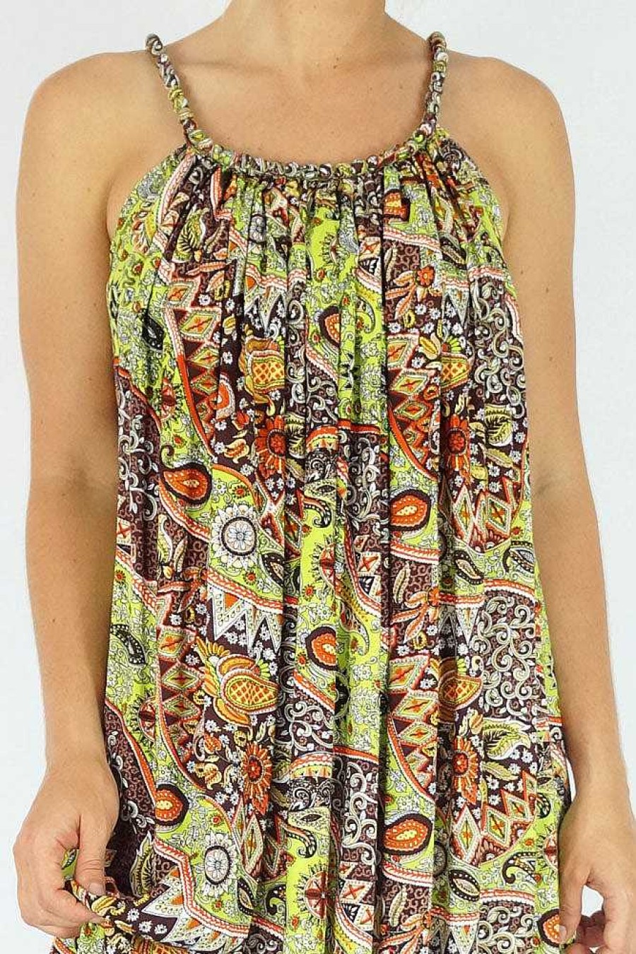 Ladies Sundrenched Long Dresses | Long Delta Dress Paisley Green