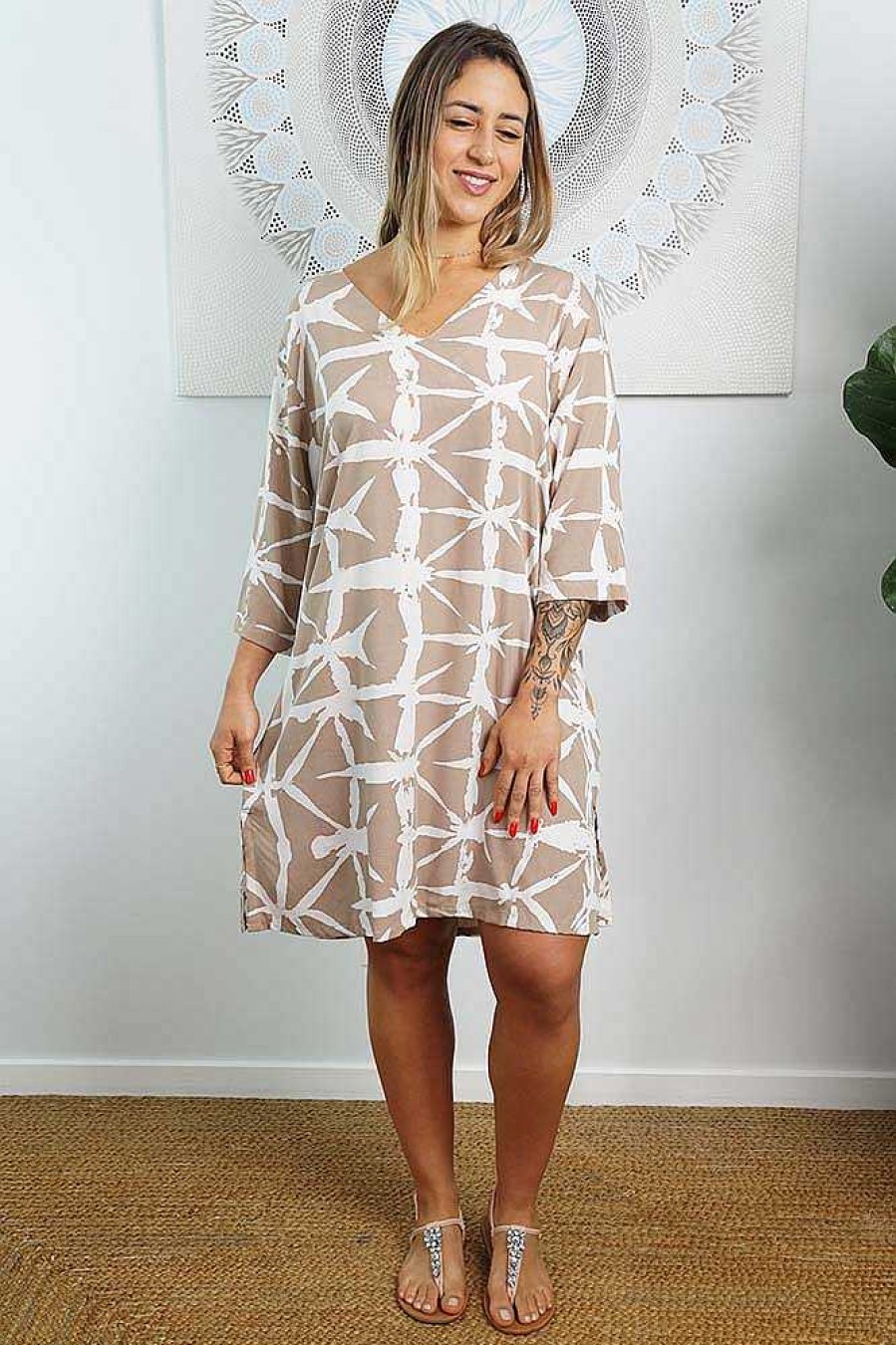 Ladies Sundrenched | 3/4 Sleeve Tunic "Hampshire" Taupe