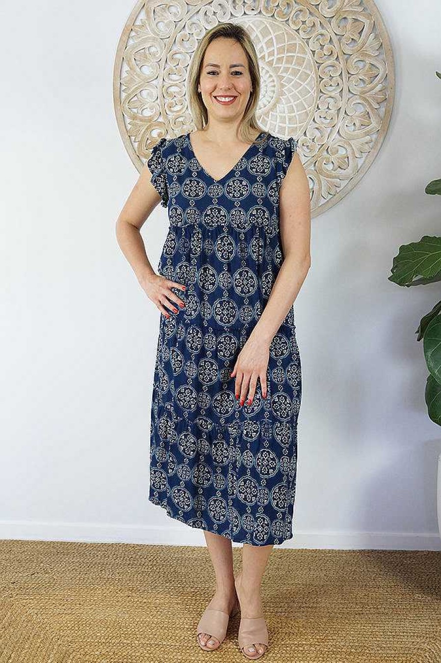 Ladies Sundrenched Long Dresses | Costa Rica Dress "Katmandu" Navy