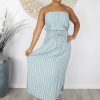 Ladies Sundrenched Long Dresses | Tube Dress Stripes