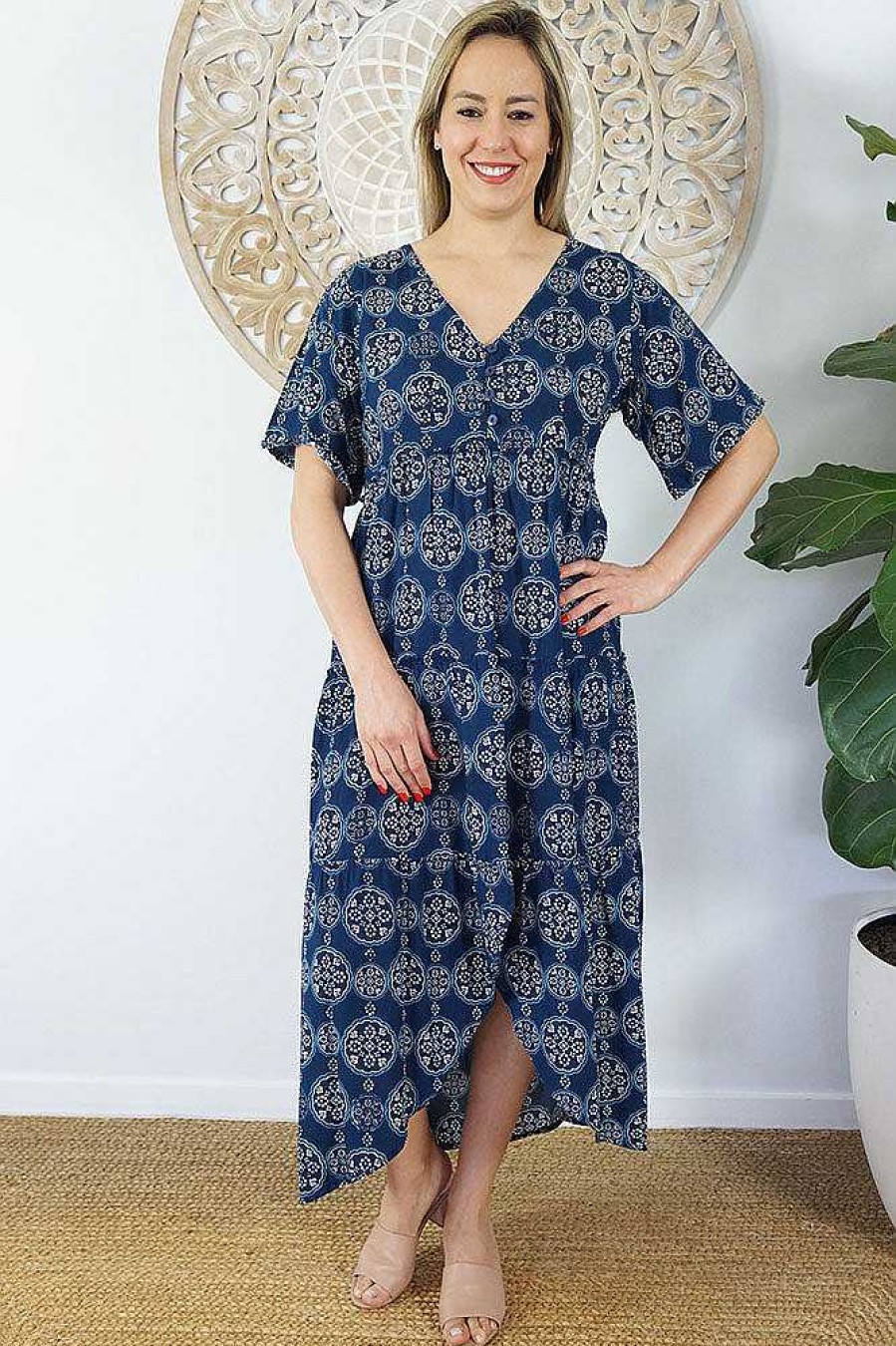 Ladies Sundrenched Long Dresses | Chinta Dress "Katmandu" Navy