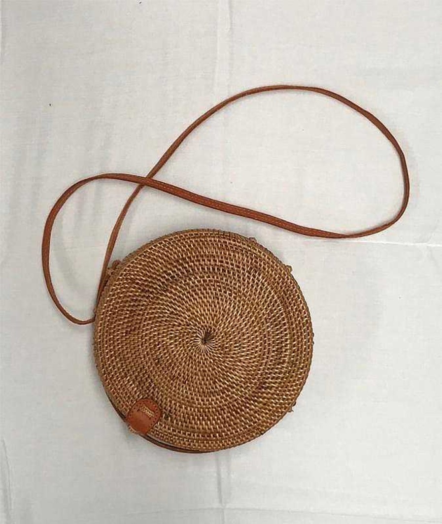 Accessories Sundrenched Rattan Bags | Round Woven Rattan Bag (Diameter Is 20Cm)