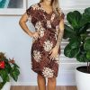 Ladies Sundrenched Short Dresses | Cruiser Dress "Orchids" Brown