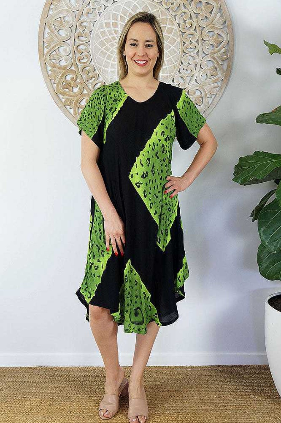 Plus Size Sundrenched | Newport Dress "Animal" Print Green