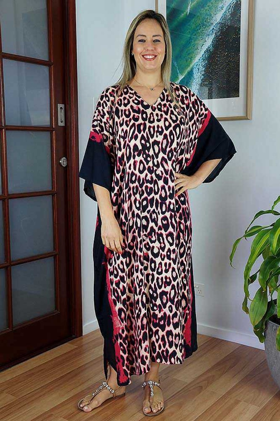 Ladies Sundrenched Regular Kaftans | Long Kaftan Leopard