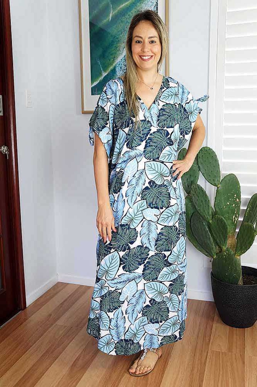 Ladies Sundrenched Long Dresses | Mykonos Dress "Leaves"