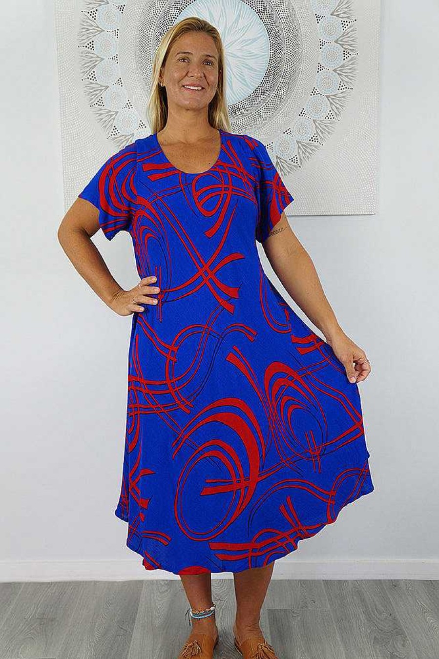 Ladies Sundrenched Mid Length Dresses | Newport Dress "Native"