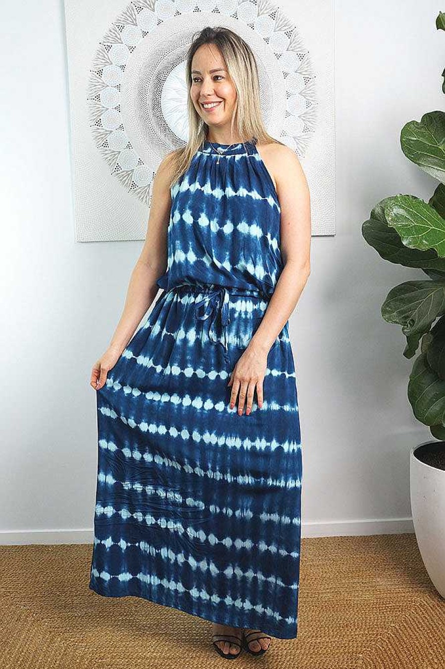 Ladies Sundrenched Long Dresses | Long Chloe Dress "Nirvana" Navy