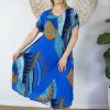 Ladies Sundrenched Mid Length Dresses | Newport Dress "Aztec" Royal