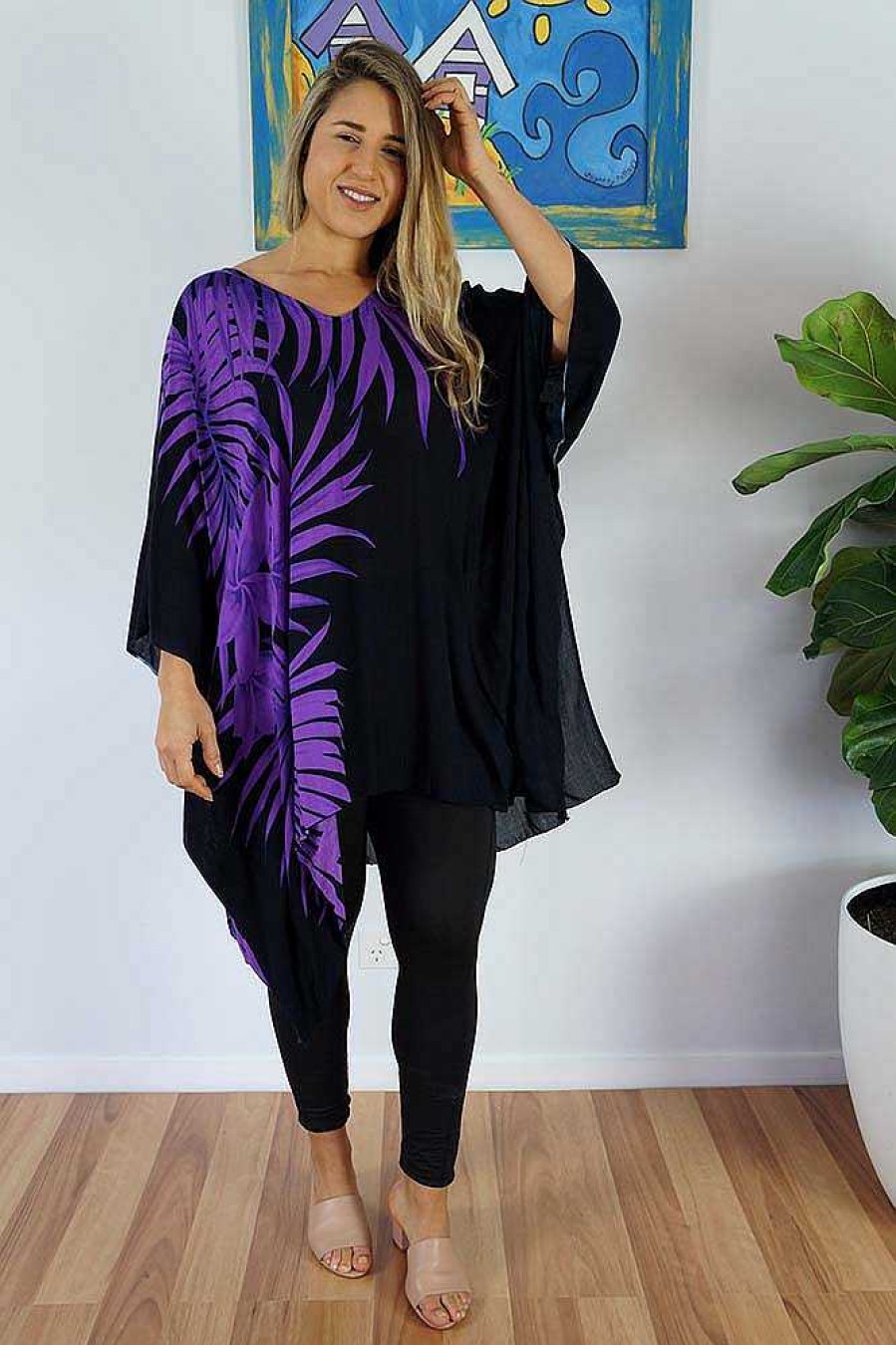 Plus Size Sundrenched | Short Tunic Palm Frond