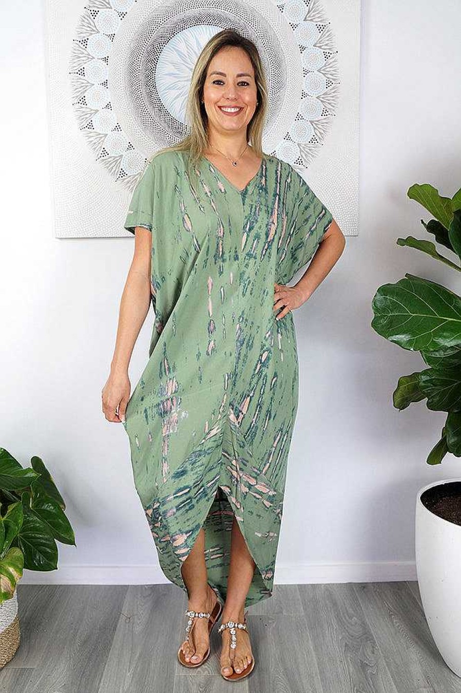 Ladies Sundrenched Long Dresses | Frilled Toga Dress "Tie Dye"