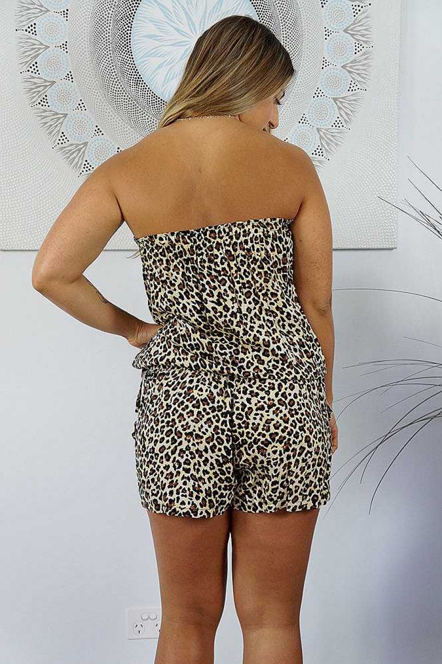 Plus Size Sundrenched | Short Jumpsuit "Baby Cheetah"