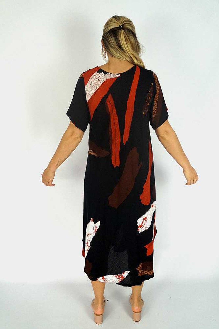 Ladies Sundrenched Mid Length Dresses | Newport Dress "Abstract"